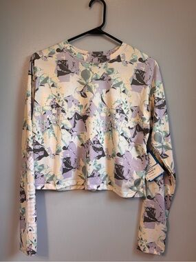 Columbia Floral Pastel Crewneck Crop Top w/ Omni Shade. Sz XS. NWT